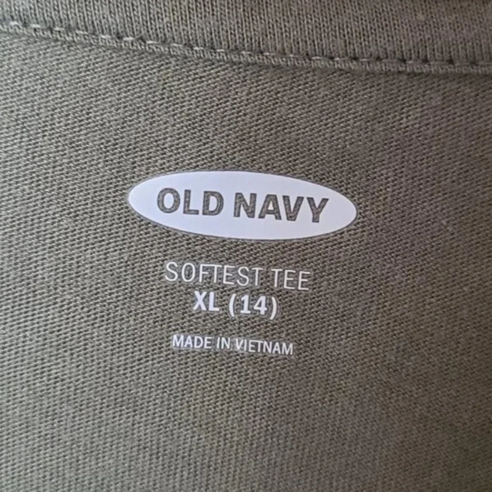 Old Navy Softest Tee Green‎ Olive XL 14 Stripe
